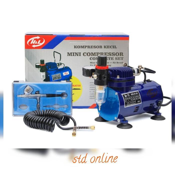 Kompresor Mini Compressor Komplit Set With Air Brush / Paint Brush H&L