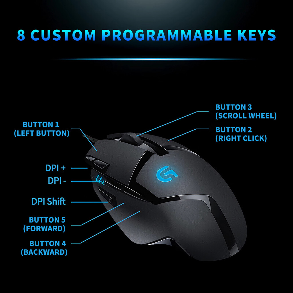 Logitech G402 Wired Gaming Mouse, Mechanical Macro Programmable Esports Gaming Mouse, Compatible