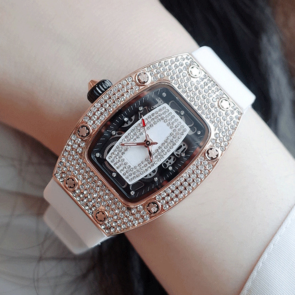 New Luxury Diamond Watch For Women Elegant Tonneau Original Design Watches Fashion Ice Out Sport