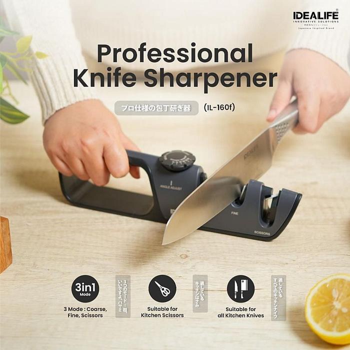NEW PRODUK IDEALIFE - PROFESSIONAL KNIFE SHARPENER - PENGASAH PISAU - KP-1001 THANKYOU & HAPPY