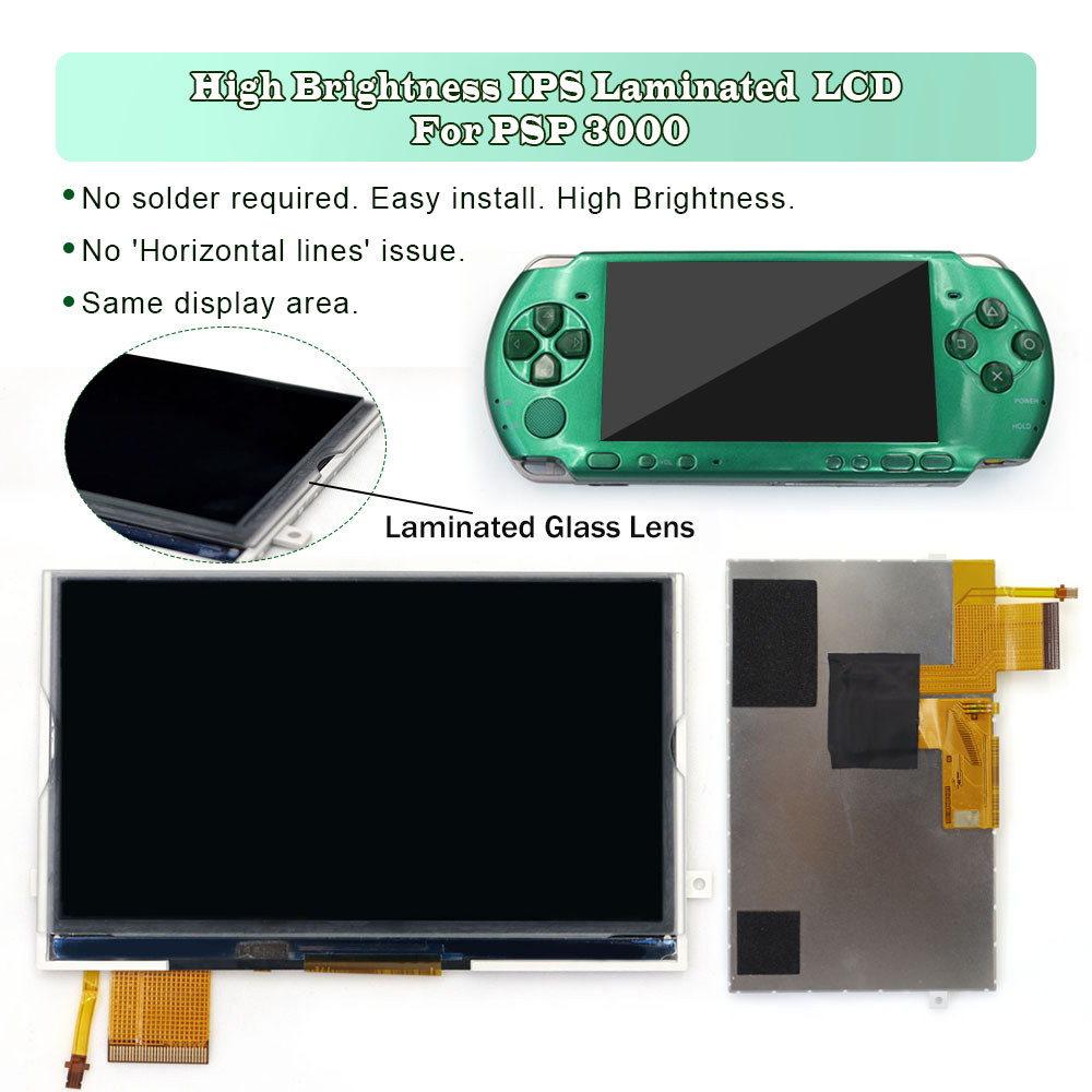 HISPEEDIDO without Lamination or Laminated IPS LCD Screen For PSP3000 Console For PSP 3000 Backlight
