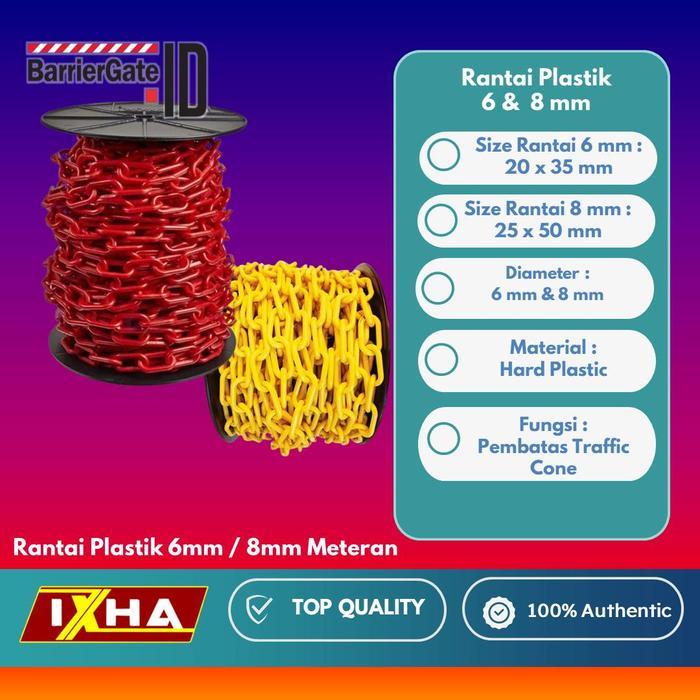 [] Rantai Plastik Cone Chain 6mm - 8mm Meteran untuk digunakan sebagai pembatas atau di safety cone