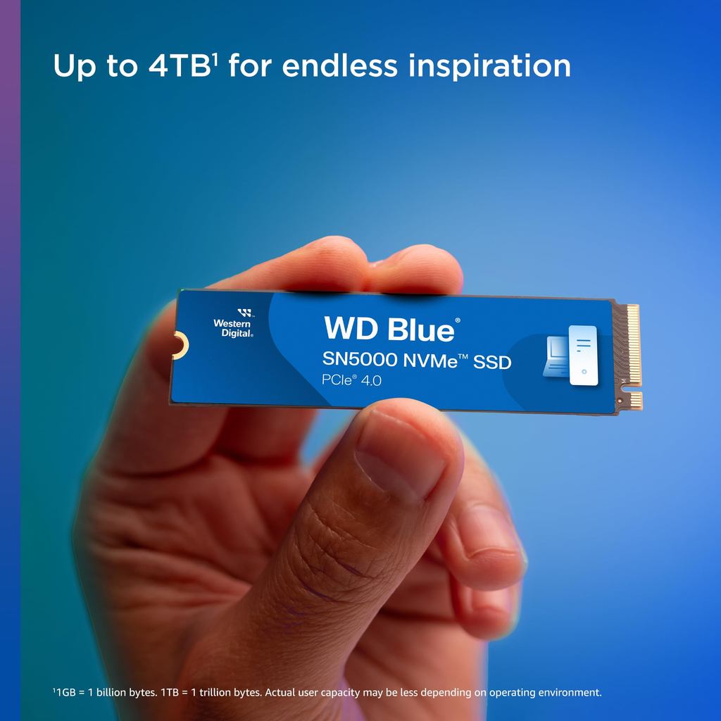 Western Digital SN5000 WD Blue PCIe Gen 4.0 NVMe M.2 2280 Internal SSD Hard Drive 500GB 1TB 2TB -