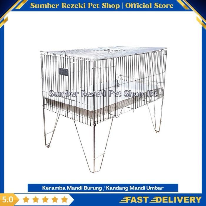Kandang Mandi Keramba Mandi Sangkar Burung Mandi Besi Silver Bak Seng Tempat Mandi Burung Murai