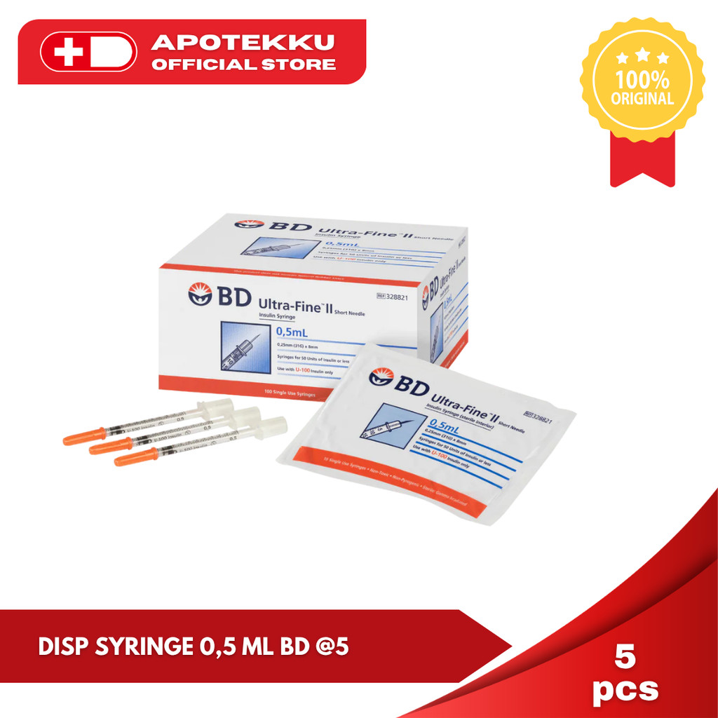 Spuit 0.5cc BD - 1 Pcs (Jarum Suntik Vaksin/Insulin)