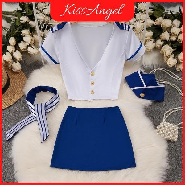 Diskon Lingerie Set Kostum Cosplay Pramugari Set Baju Lingerie Set Baju Dinas Malam New