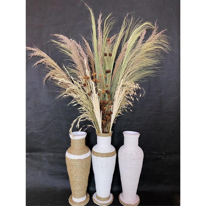 Paket Dekorasi Pampas Rayung+Vas 50 cm Bunga Kering