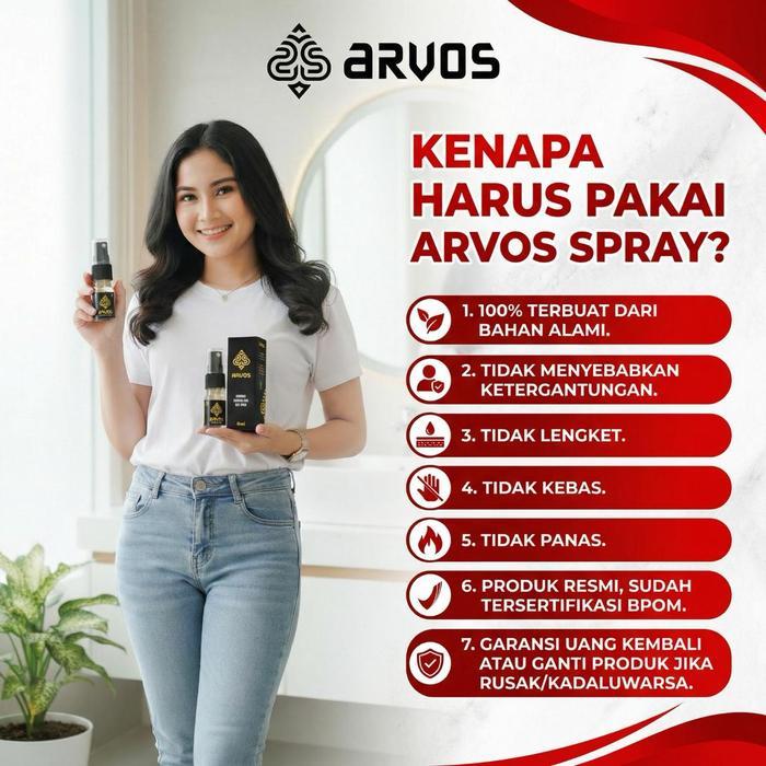 ARVOS BPOM Spray MINYAK tahann lama pria original 100% penambah vitalitas pria kuat.