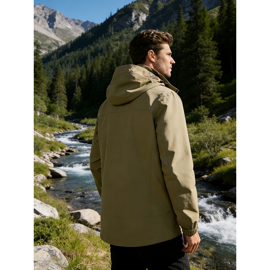 Men's Oversize Waterproof Raincoat Lightweight Hooded Windproof Climbing Jacket Outdoor Sports