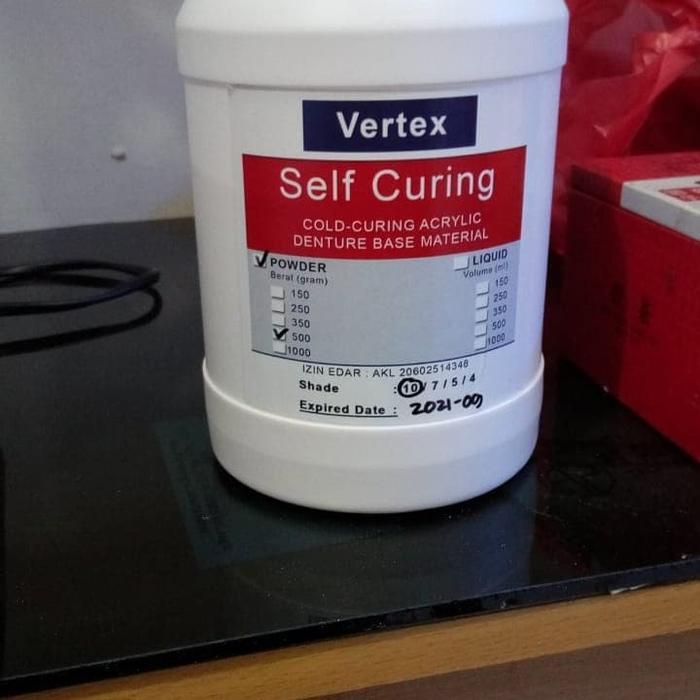 Powder Self Curing Vertex 1000 Gram ( Acrylic ) Mulut Bubuk Vertex Otomatis