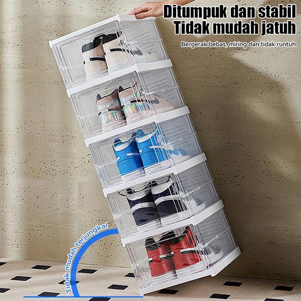Ready Kotak Sepatu Transparant Susun Model Laci Rak Plastik Sepatu Multifungsi