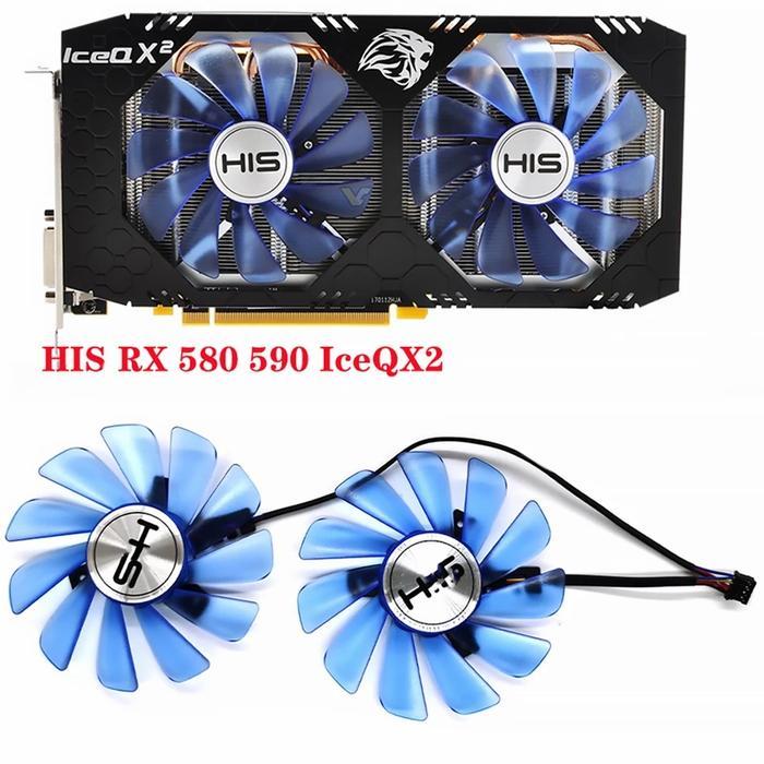 FAN VGA 85MM 4PIN HIS ICEQ X2 TURBO ORIGINAL LOGO RX 580 570 480 470 PREMIUM