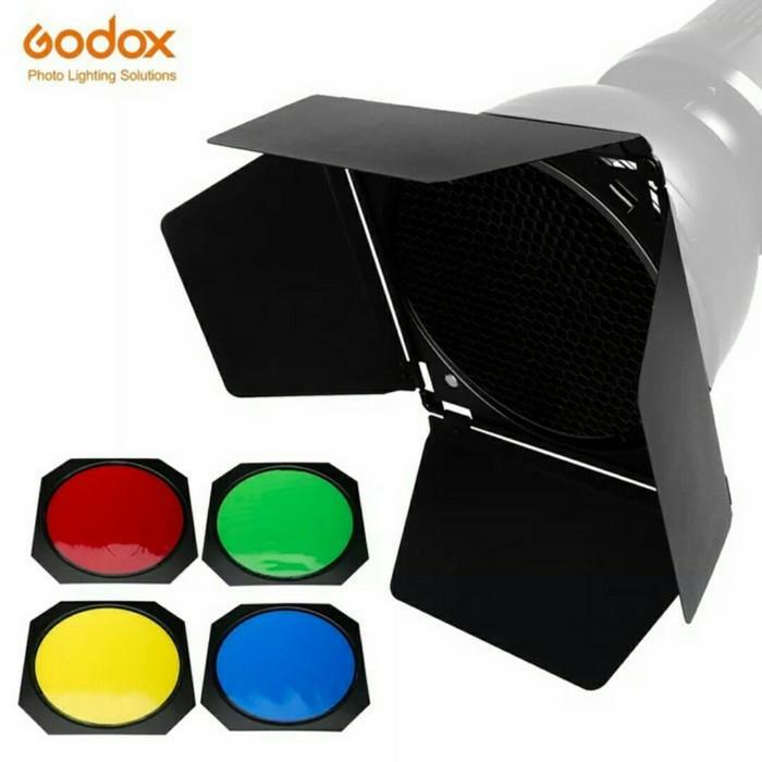 TERBARU Godox BD-04 Barndoor Honeycomb Grid 4 Color Filter SL60W Original BISA GOSEND