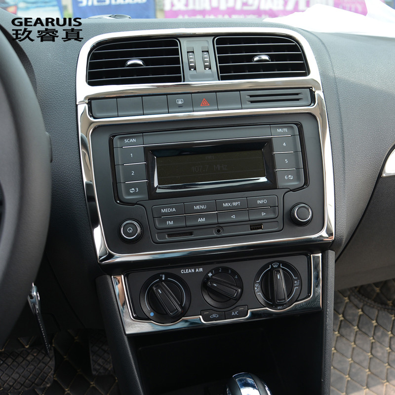 Car styling For Volkswagen vw POLO Interior Cover Sticker Trim Air conditioning CD control panel