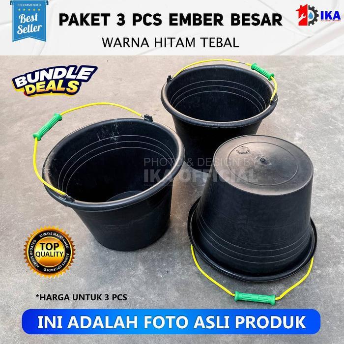 Paket 3 Pcs Ember Hitam Termurah  Ember Cor Hitam Black / Ember Hitam Black Tebal / Ember Murah /