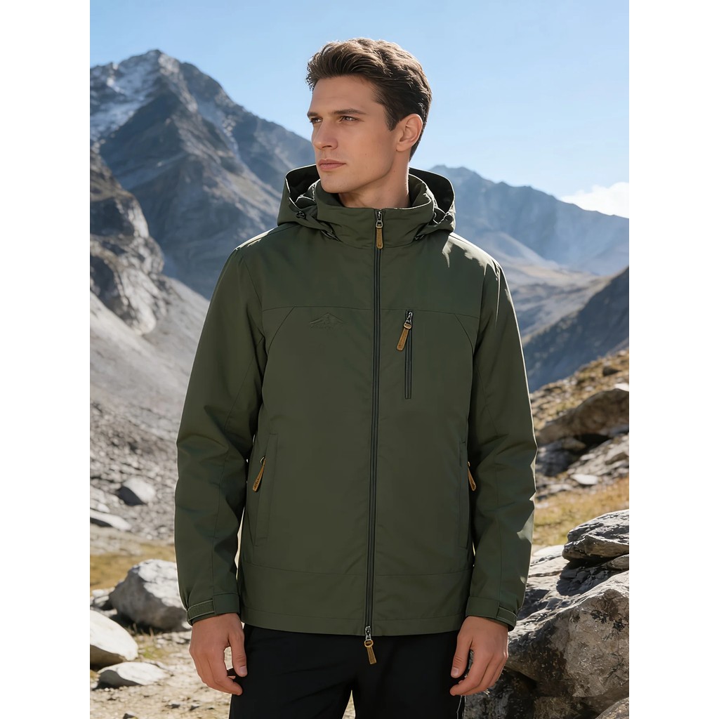 Men's Oversize Waterproof Raincoat Lightweight Hooded Windproof Climbing Jacket Outdoor Sports