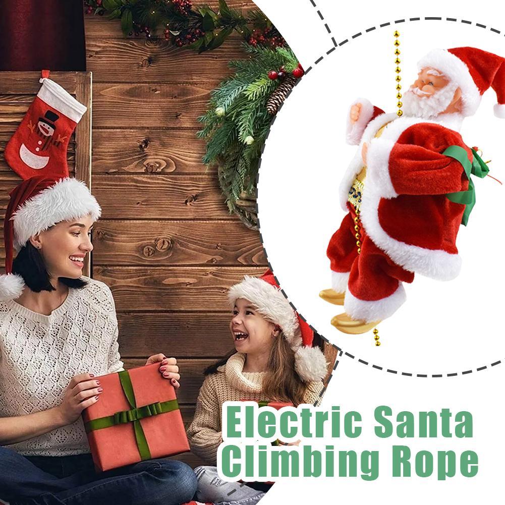 Santa Claus Climbing Beads Battery Operated Electric Climb Up and Down Climbing Santa with Light
