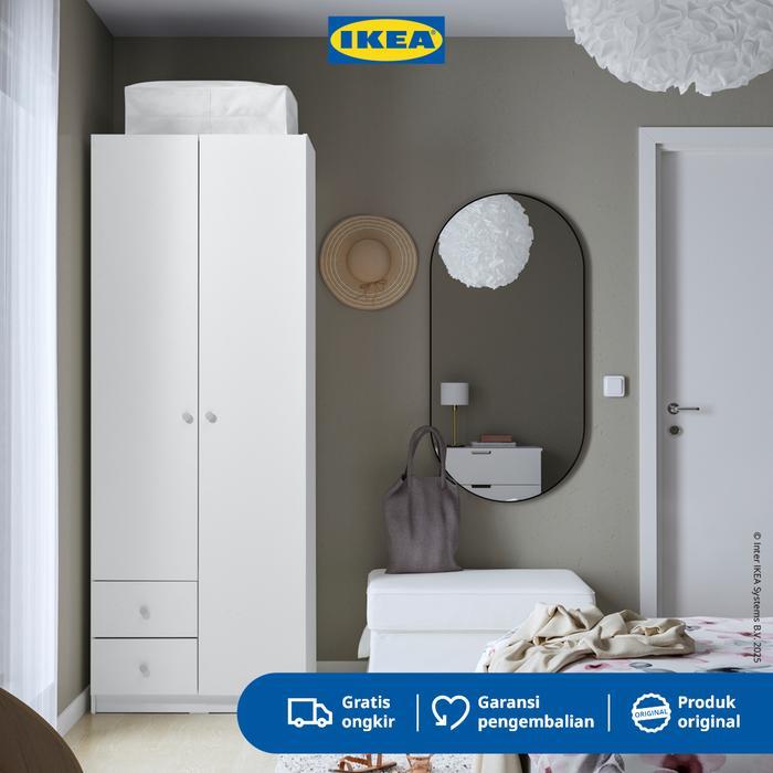 IKEA BRUKSVARA Lemari Pakaian 2 Pintu Dengan 2 Laci Putih 79x57x201 cm