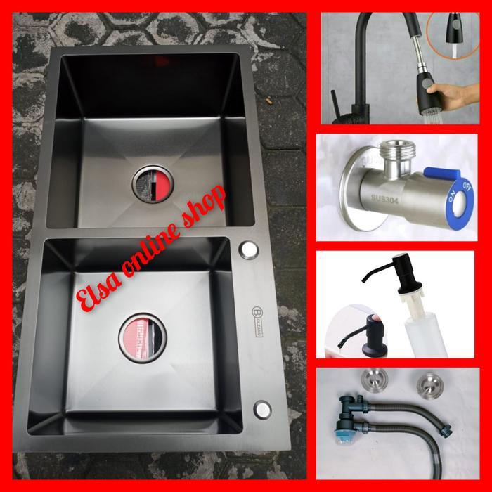 Paket Lengkap Kitchen Sink Bolzano Milan 8245 Black/Bolzano 8245 hitam