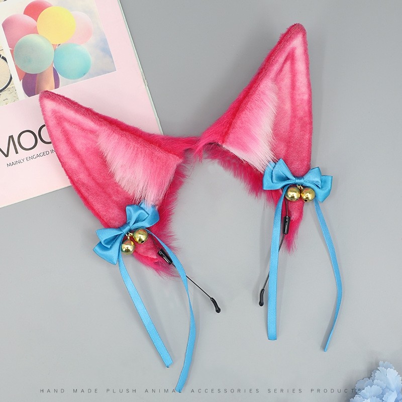 Handmade Lol Ahri Ear Headwear Cosplay Spirit Blossom Tailed Fox Headband Cos Accessories