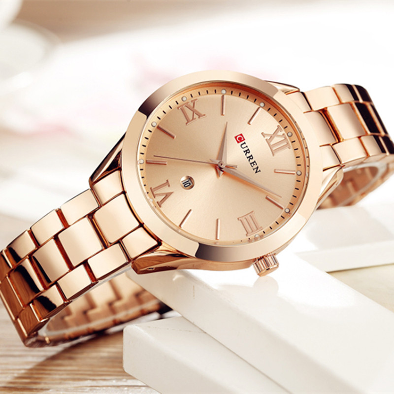 CURREN Ladies Watch For Women Fashion Retro Female Waterproof Watch Steel Quartz Watch For Women
