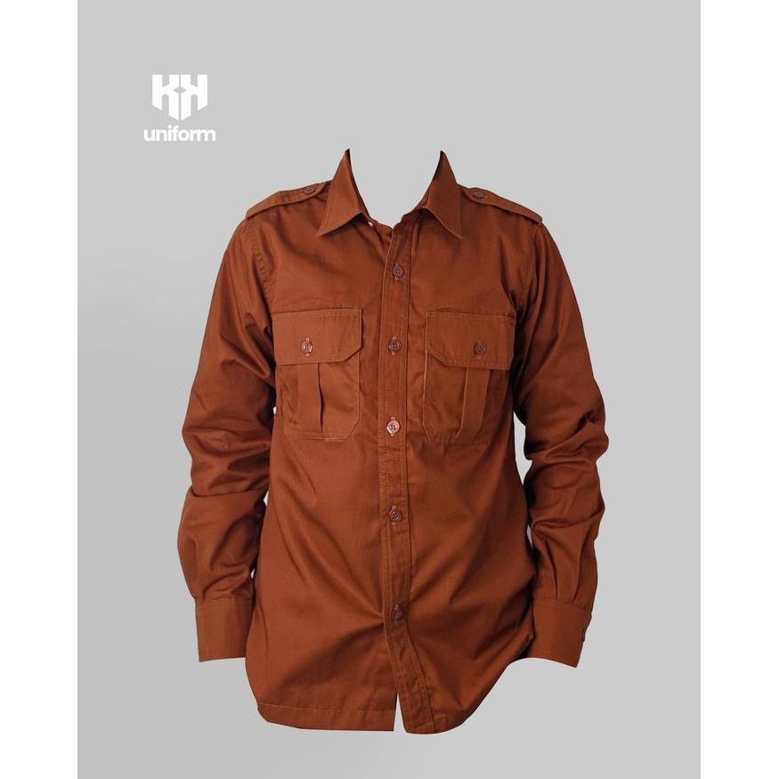 ORIGINAL BAJU POLOS MERAH / Lapangan / / Gunung/ PDL/ PDH Lengan Panjang-kkuniform READY STOCK
