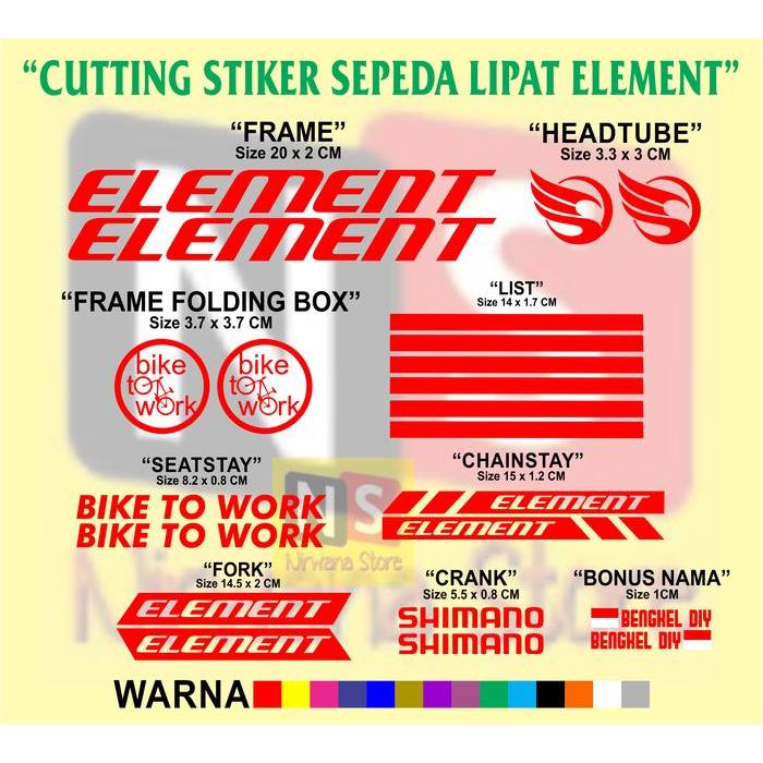 Stiker Element Rock Seli Decal Sticker Sepeda Lipat #Gratisongkir