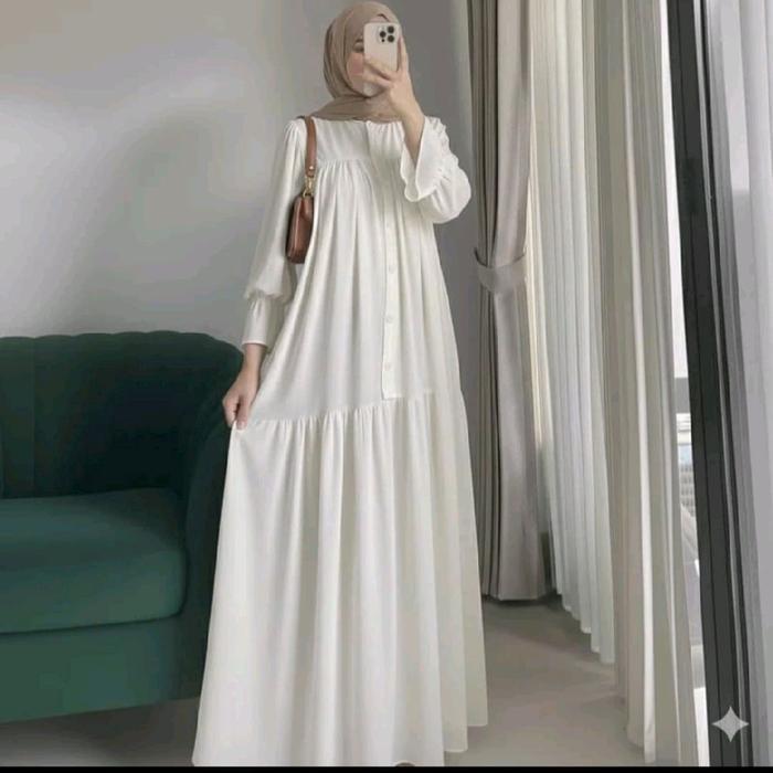 Gamis Syafara Rayon Twill Premium Gamis Simple Modern Rayon Polos Jumbo Ld 110Cm Dan Ld 120Cm Dress