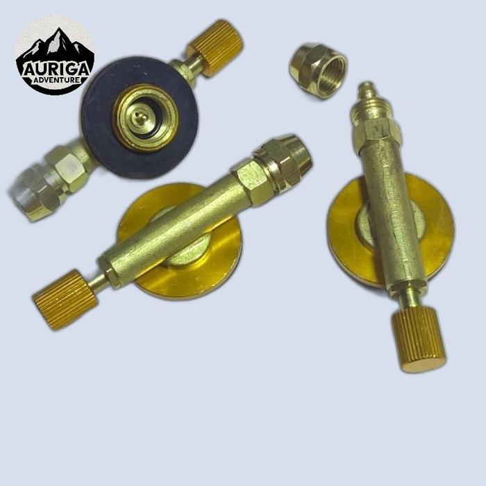 kran Stop Keran Gas Kaleng Ulir Canister Adaptor Refill Gas Camping