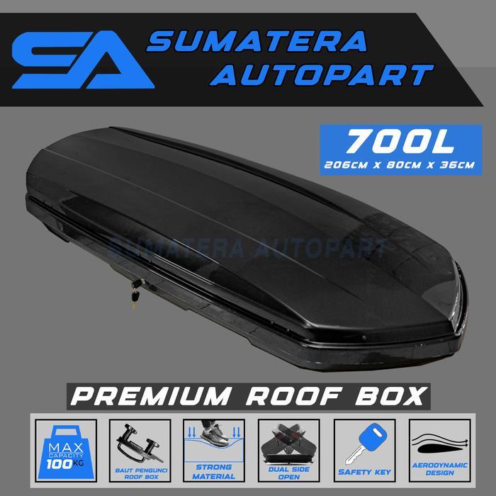 Roof box roofbox slim bagasi atas mobil universal material ABS kapasitas 700L 600L 550L - 700L HITAM