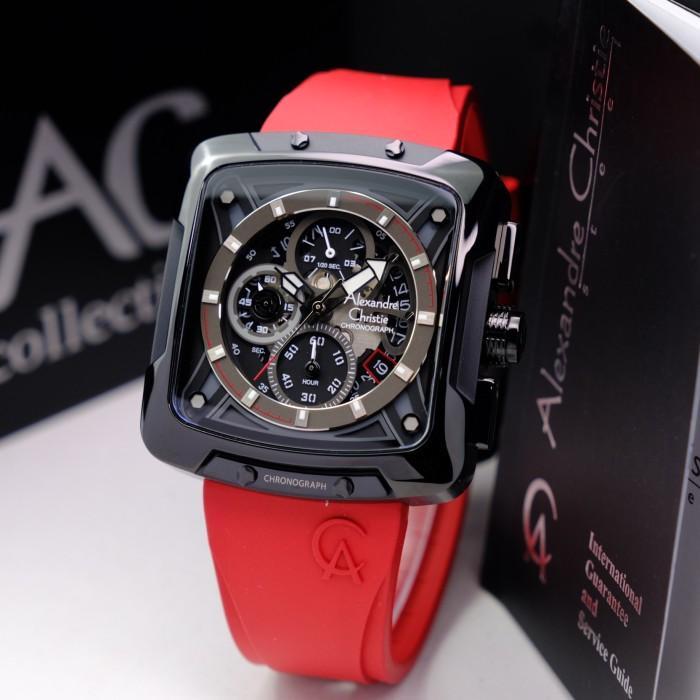 ORIGINAL JAM TANGAN PRIA ALEXANDRE CHRISTIE AC 3030 / AC3030 GARANSI RESMI 1 TAHUN - black red
