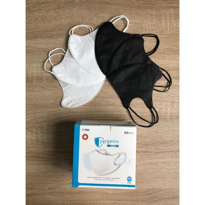 "New" TLSA Masker Hygenix Duckbill Hypoallergenic 3Ply Box isi 50pcs dewasa putih Duckbill Hygenix