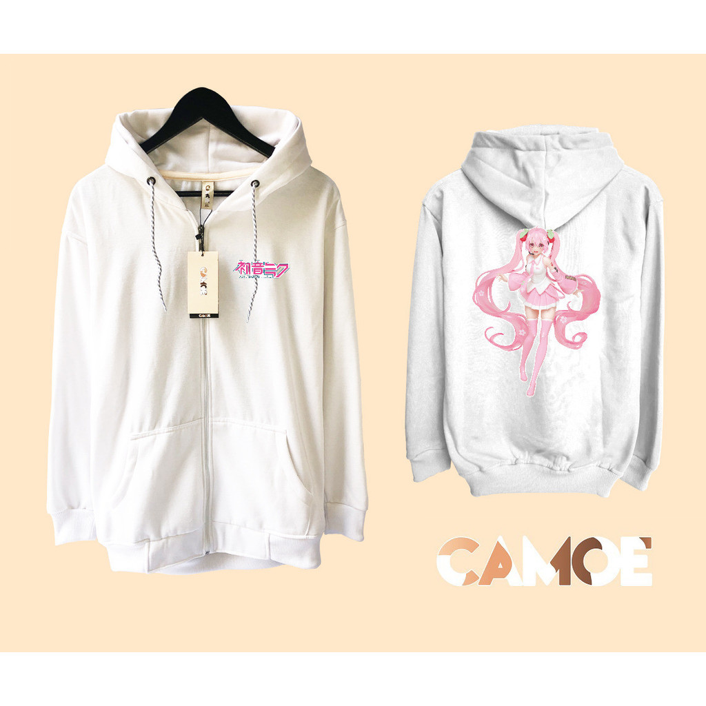 Jaket Hoodie Zipper Hatsune Miku pink Sakura Miku Vocaloid Anime