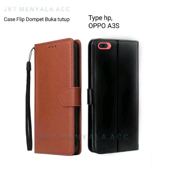 Case Untuk Oppo A3s Flip Cover Wallet Leather Casing Dompet Kulit ( Case Untuk Oppo A3s ) Slot Card