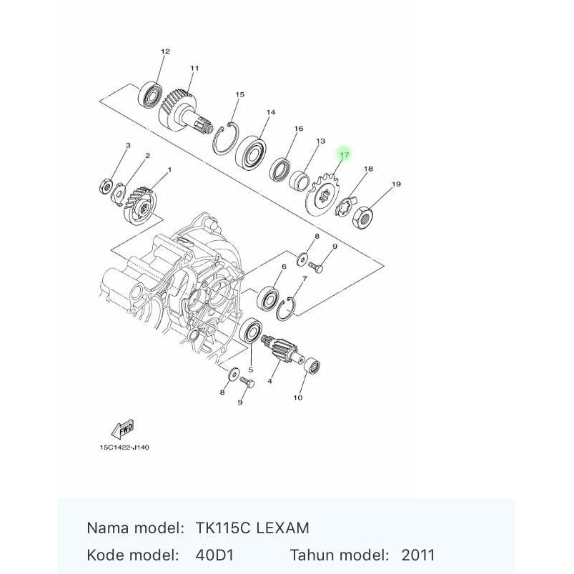 FREE ONGKIR GIR DEPAN YAMAHA LEXAM / SPROCKET DRIVE / 93812-15819 BISA COD