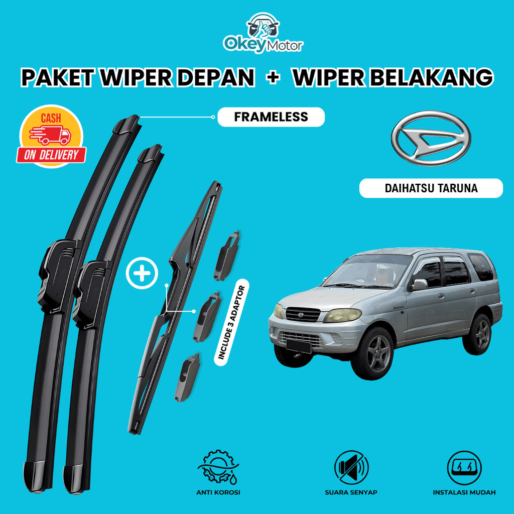 Wiper Daihatsu Taruna Frameless Kaca Mobil Paket 1 Set Depan Belakang