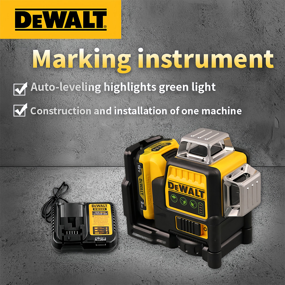 DEWALT DW089LG Laser Level 12 Line 3 x 360 Degrees Green Beam Laser 12V Battery Lasers Outdoor Profe