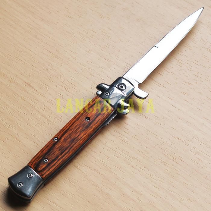 Pisau Lipat Folding Knife Stiletto Stainless Italy 440 Tbk