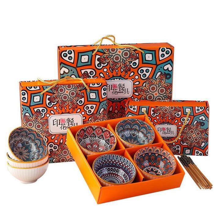 Ready Bohemian Japanese Bowl Set / Mangkuk Bohemian Hampers Mangkok Keramik Motif / Mangkuk Set
