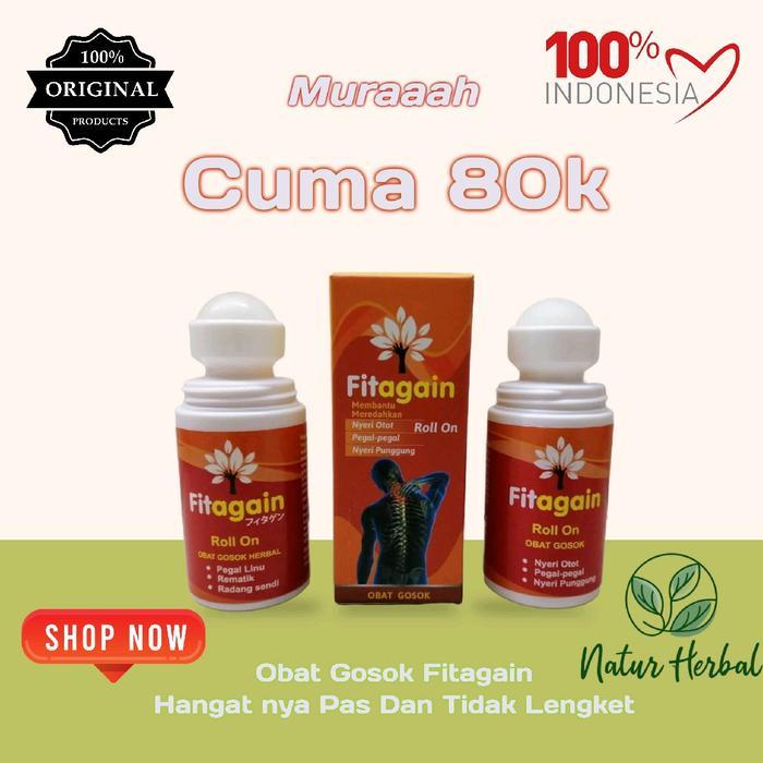 "Fitagain Gel Roll On Obat Gosok Herbal Alami Atasi Nyeri Otot dan Sendi Praktis"