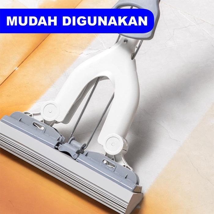 "New" Paus Biru - Pel Lantai Karet Gagang Panjang - Pel Lantai Peras Pembersih Lantai - Alat Pel Mop