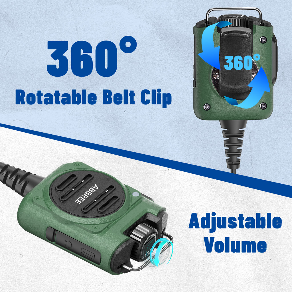 ABBREE AR-158 Walkie Talkie Microphone Speaker Adjustable Volume Handheld Rechargeable For Baofeng