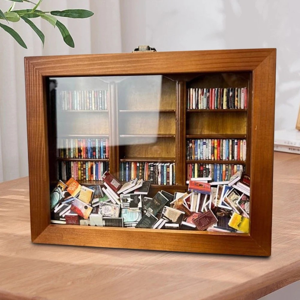 Creative Anti-Anxiety Bookshelf Small Ornament Stress Relief Miniature Bookshelf Shake Away Your Anx