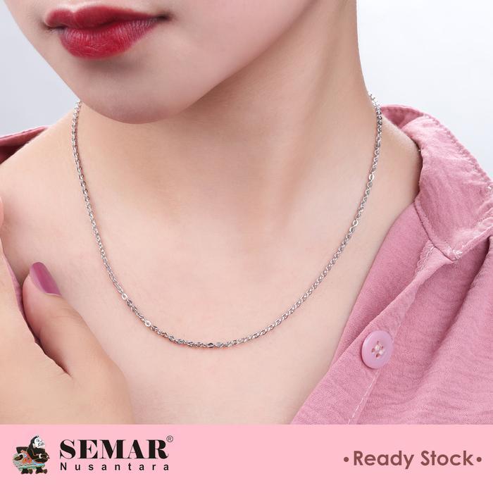 Kalung Emas Rolona Rantai Polos White Gold 10K Semar Nusantara Pasti Promo