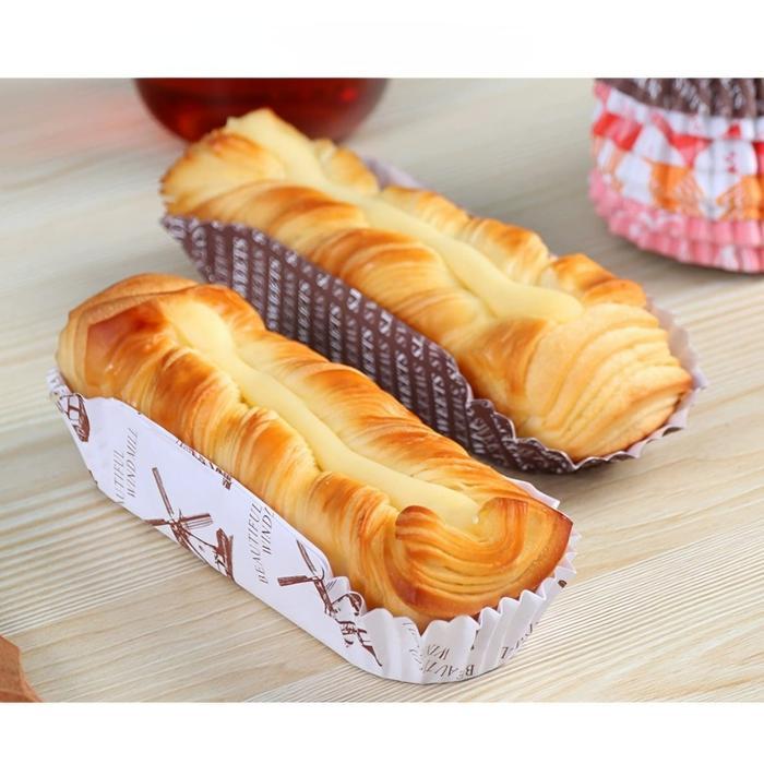 [50 PCS] Paper Cup Roti OVAL PANJANG / Loyang Kertas Cetakan Roti Paper Cup Laminasi Tahan Minyak