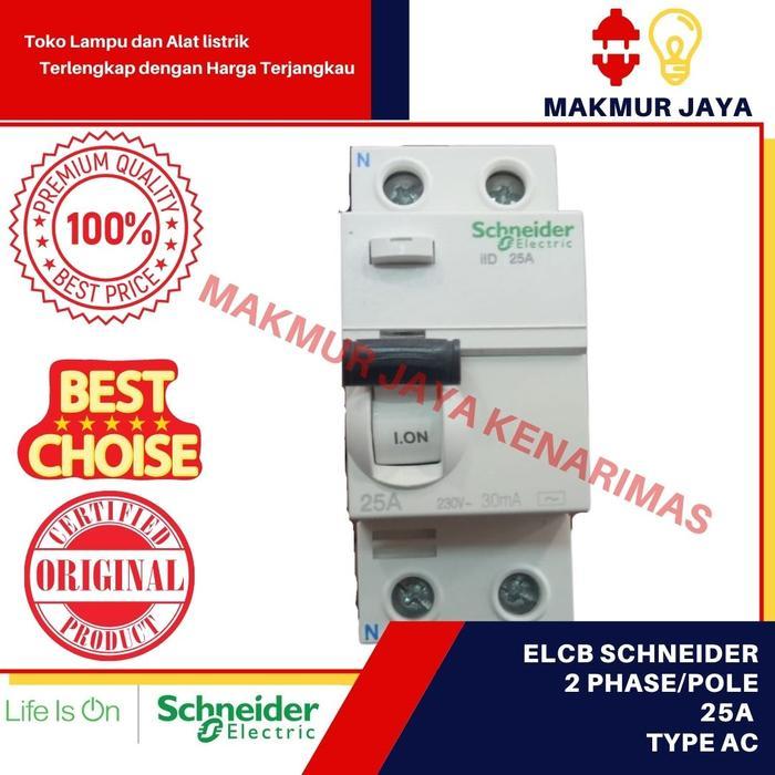 Elcb/Rccb Schneider 2 Phase 2 Pole 30Ma 25A Type Ac/Elcb Schneider 25A