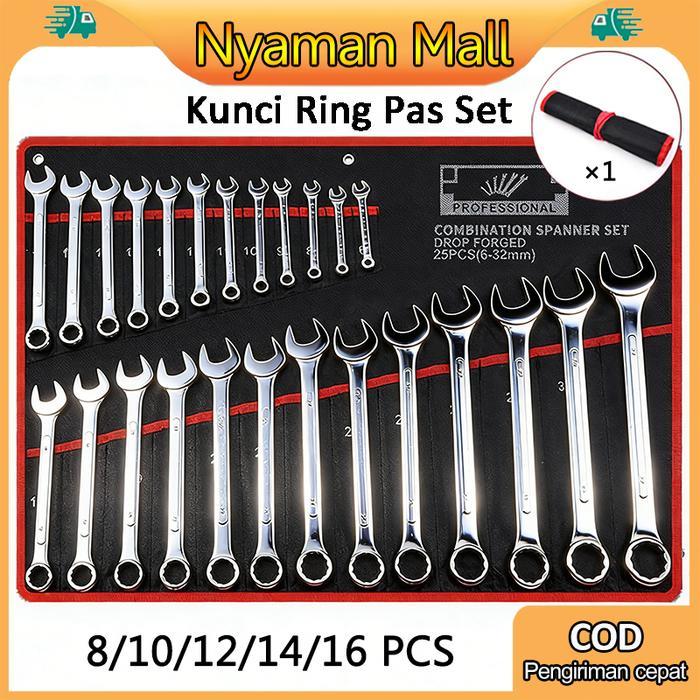 Kunci Ring Pas Set 8-16 Pcs 6-32mm Kunci Pas/Kunci Ring Pas Set Tool Kunci Ring