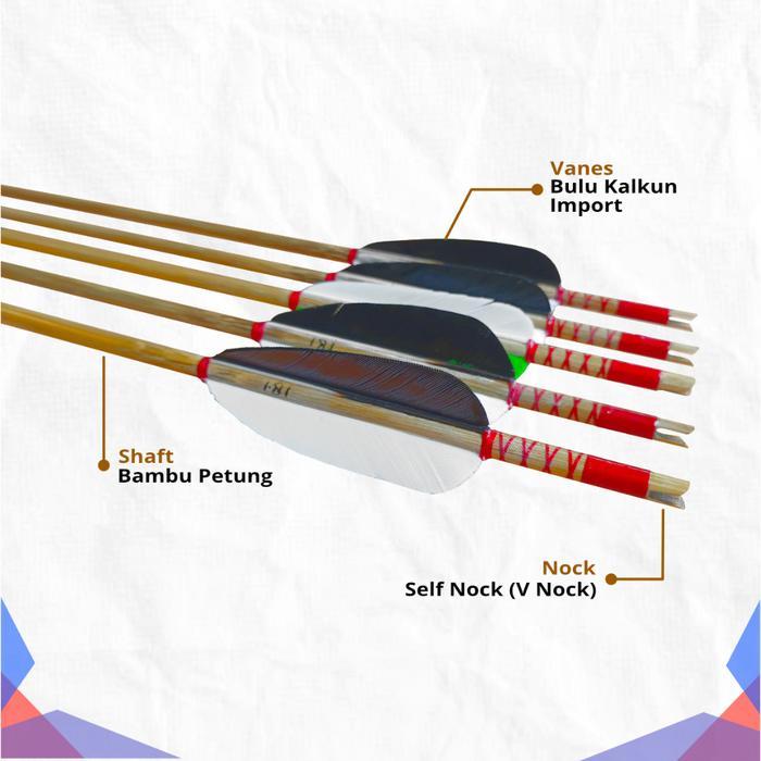 Arrow Bambu Petung Premium 6Mm Vanes Bulu Kalkun Import
