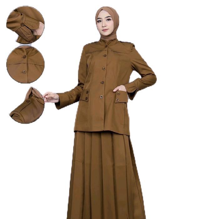 Blezer Pemda Tua wanita rok A seragam Dinas Kheki tua rok A rempel baju kerja wanita