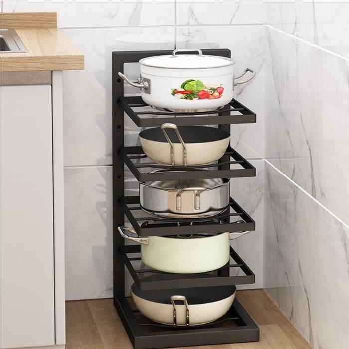 81tq- Rak Panci Susun Dapur Stainless Steel Tempat Penyimpanan Panci Wajan